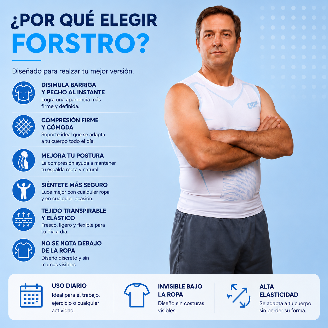 FORSTRO™ | Camiseta Reductora Hombre — Vientre Plano al Instante