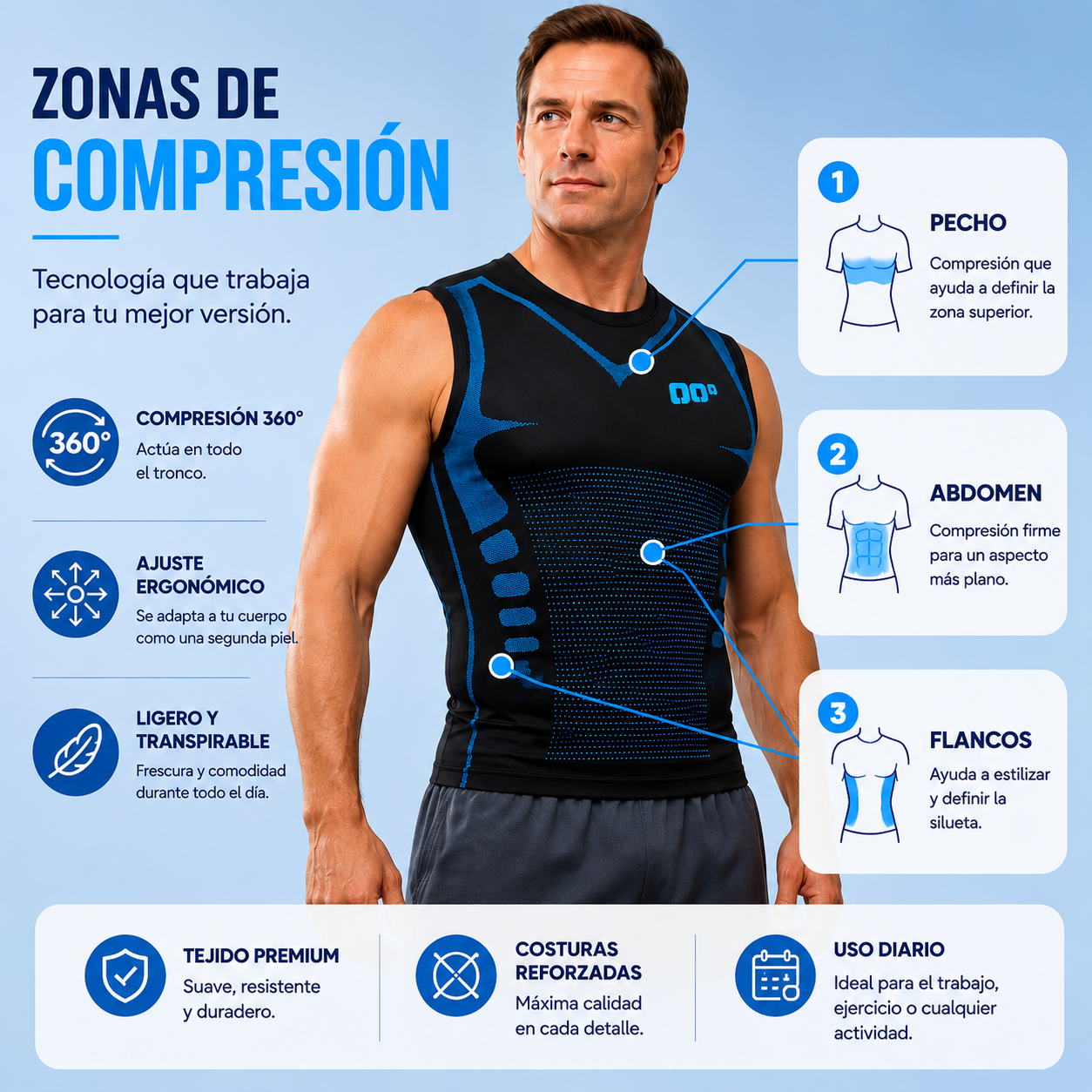 FORSTRO™ | Camiseta Reductora Hombre — Vientre Plano al Instante